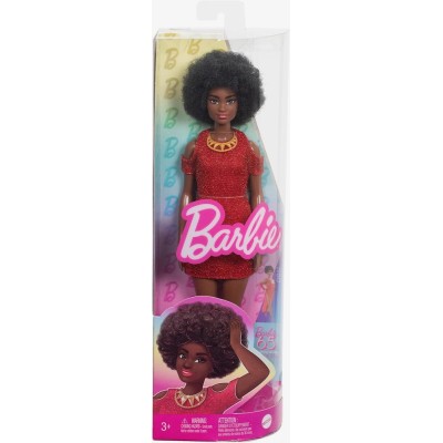 MUÑECA BARBIE FASHIONISTA NEGRA VESTIDO ROJO