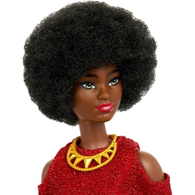 MUÑECA BARBIE FASHIONISTA NEGRA VESTIDO ROJO