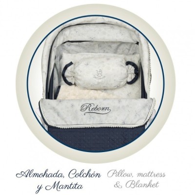 VINTAGE, Carro REBORN c.sombrilla, muñecas 55 cm. De Cuevas