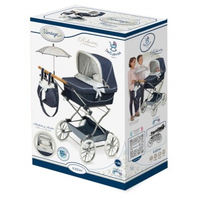 VINTAGE, Carro REBORN c.sombrilla, muñecas 55 cm. De Cuevas