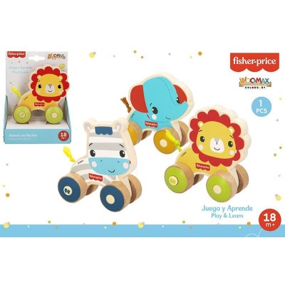 FISHER PRICE-ANIMALES MADERA CON RUEDAS 3 modelos