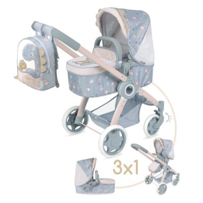 COCO, Carro de muñeca 3x1 plegable con MOCHILA De Cuevas
