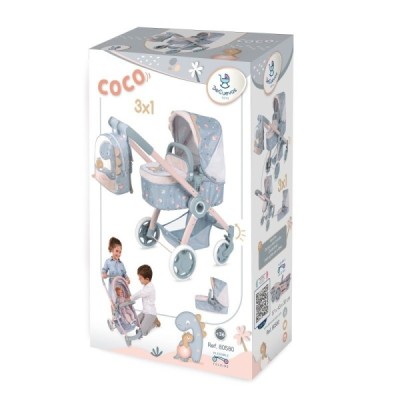 COCO, Carro de muñeca 3x1 plegable con MOCHILA De Cuevas