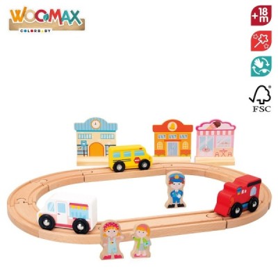WOOMAX-CIRCUITO PISTA, VEHICULOS Y FIGURAS MADERA