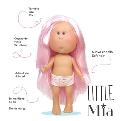 LITTLE MIA Pelo Arcoíris con Bolsa 23CM