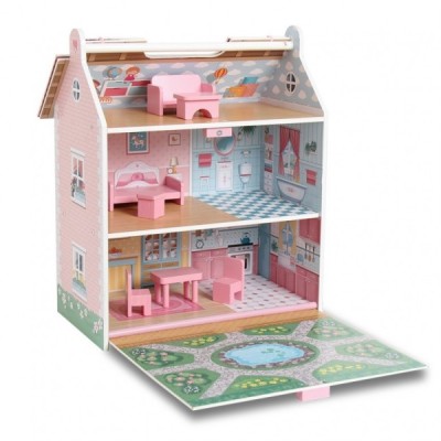 CASA DE MADERA DE MUÑECAS POCKET PORTÁTIL