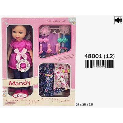 MUÑECA CON MECANISMO, VESTIDOS Y ACCESORIOS