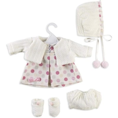 Conjunto Vestido para Muñeca 42 cm Blanco Lunares