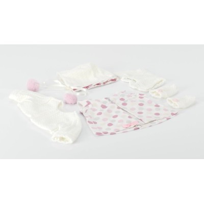 Conjunto Vestido para Muñeca 42 cm Blanco Lunares