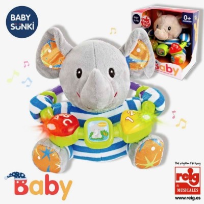 Peluche Baby Sunki 20 cm Luz y Sonido Elefante.