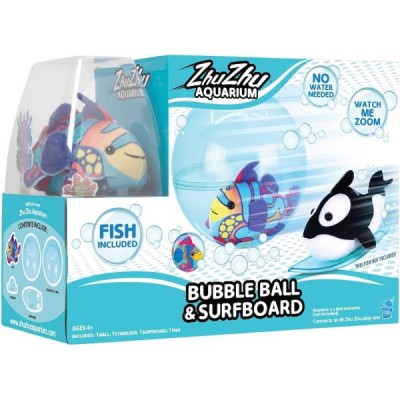 ZHU ZHU ACUARIO BUBBLE BALL & SURFBOARD
