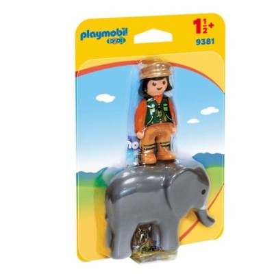PLAYMOBIL 9381, 1.2.3 Cuidadora con Elefante