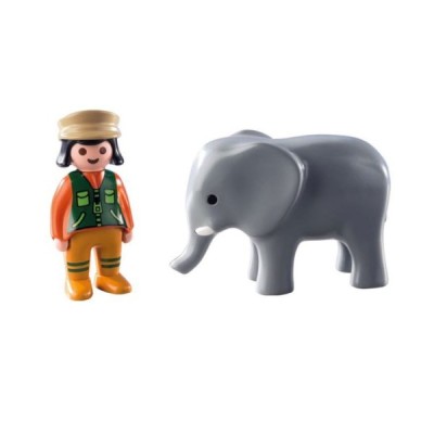 PLAYMOBIL 9381, 1.2.3 Cuidadora con Elefante