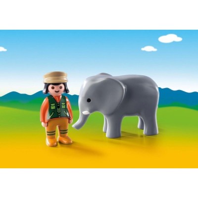 PLAYMOBIL 9381, 1.2.3 Cuidadora con Elefante
